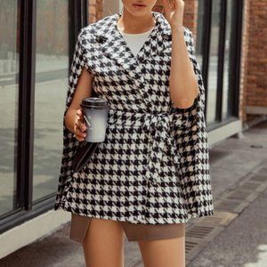 Houndstooth Cape Jacket